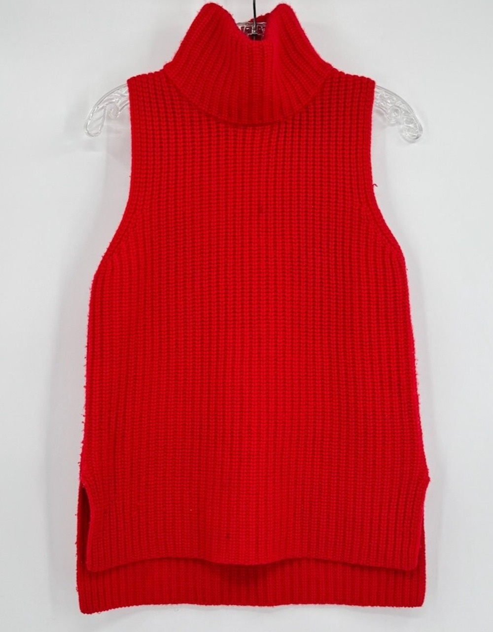 Novis Womens Red Cashmere Wool Sleeveless Turtleneck Sweater Sz S